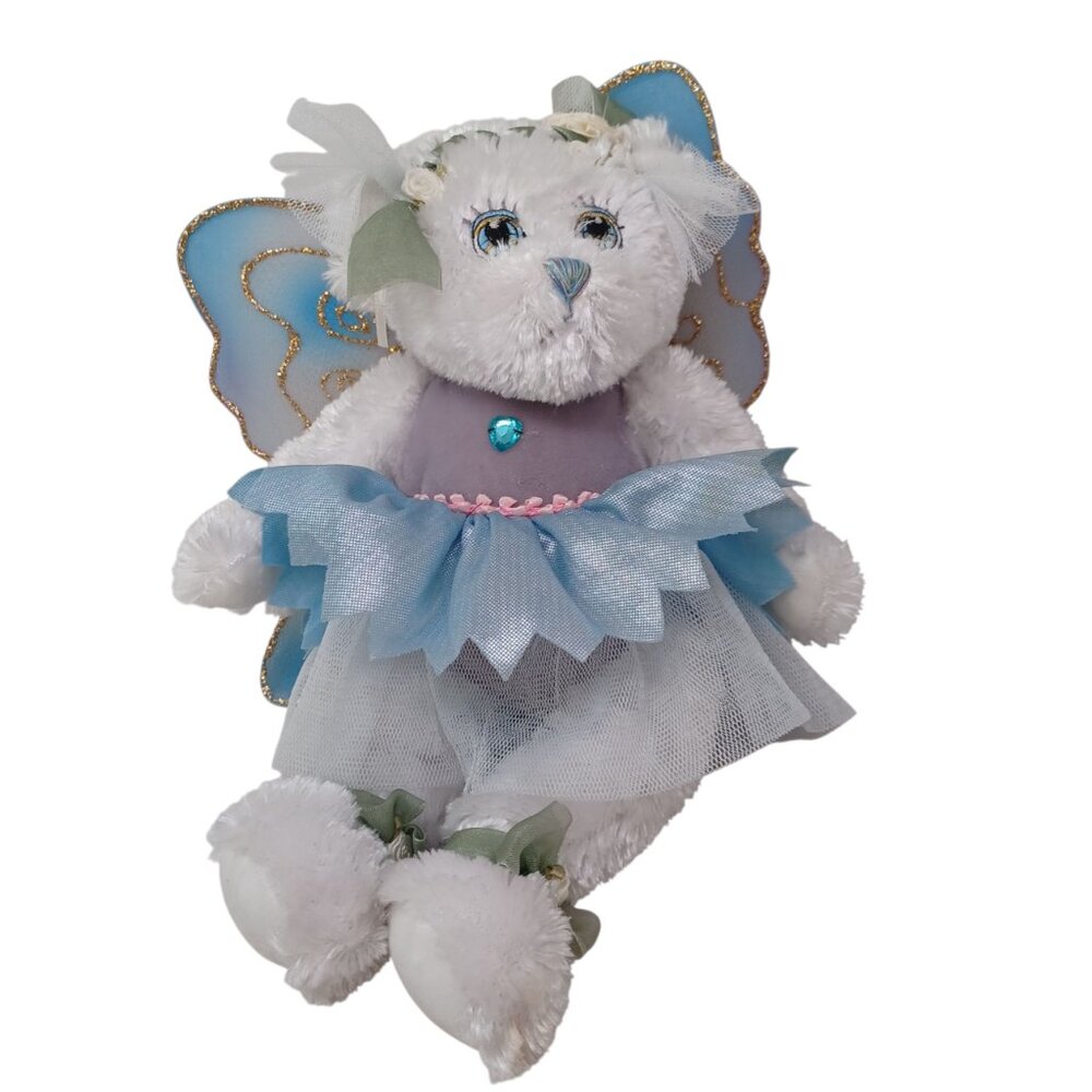 Fiesta Fairy Bears 8 Inch Blue White Vintage Plush Toy